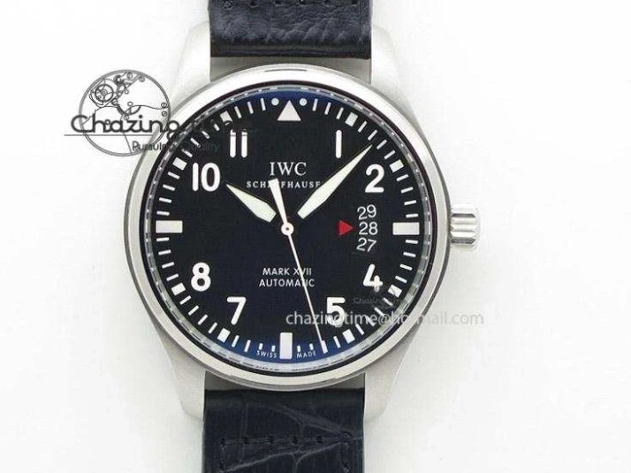 MIROTIME 0503 Pilot Chrono SS AZF 1:1 Best Edition Black Dial Orange Markers on Brown Leather Strap A EasyCare 7065